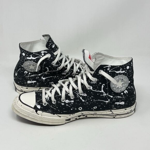 Converse Chuck 70 Hi Archive Splatter Mens 12 Black Canvas Shoes Sneakers - Picture 1 of 16